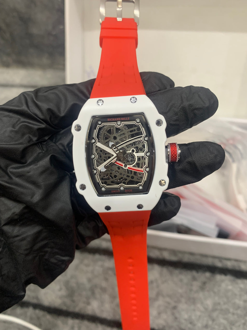 RM 67 Slim Edition Red Straps Limited Editon - White Dial